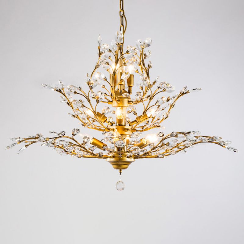 Rama de rama escalonada iluminación de araña de cristal restaurante rústico techo colgante luz