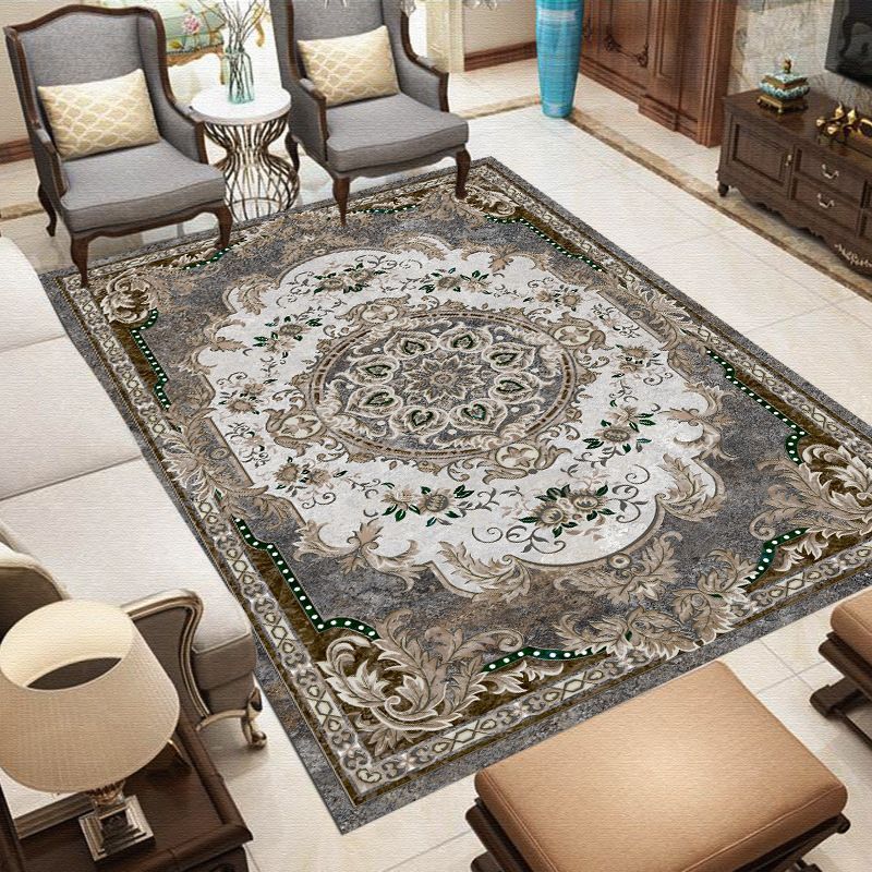 Funky Medallion Print Rug European Style Rug Polyester Stain Resistant Area Carpet for Living Room