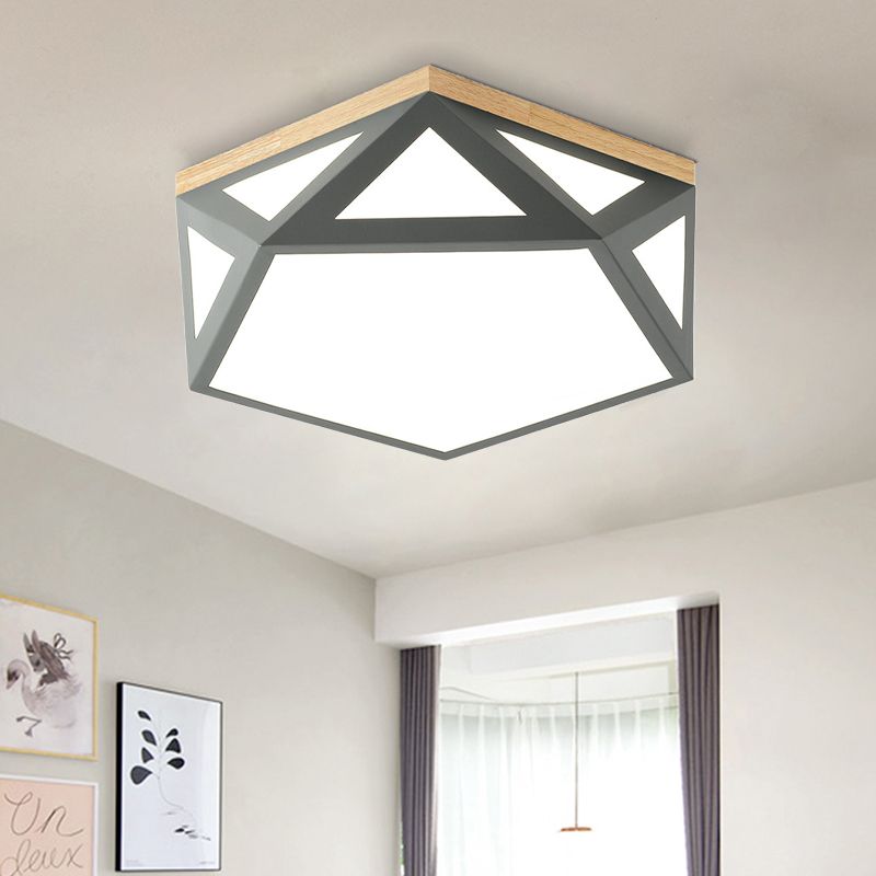 Modern Geometric Acrylic Flush Light 16.5"/20.5" W LED Gray/Green/White Ceiling Flush Mount for Bedroom, Warm/White/Natural/3 Color Light