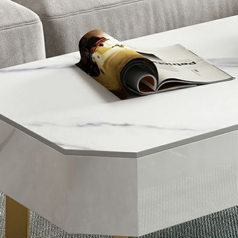 17.7" Tall Modern Metal Sled Base Slate Rectangular Top Coffee Table with Drawers