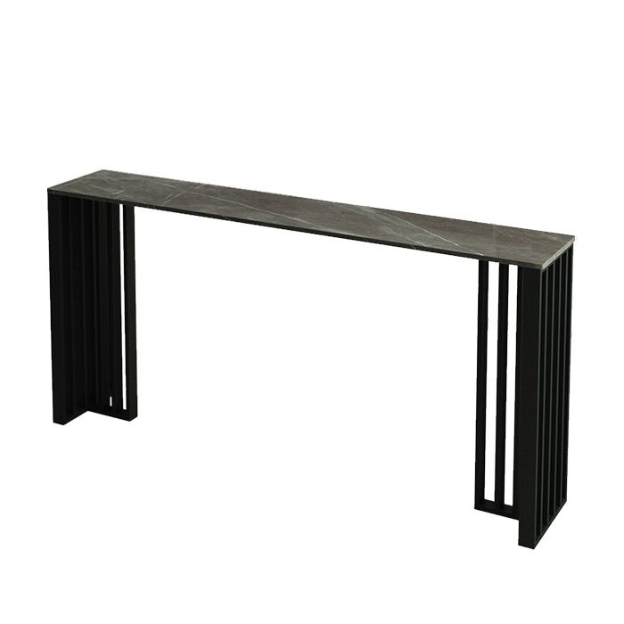 1/4 Pieces Industrial Black Bar Table Set Rectangle Bistro Set with Stone Top