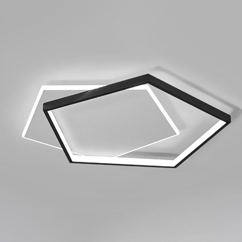 Plafonnier géométrique en métal, style simple, LED noir, éclairage proche du plafond