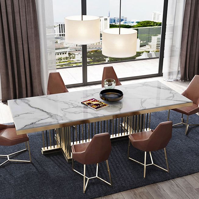 Glam Rectangle Shape Marble Dining Table Standard Dining Table for Kitchen
