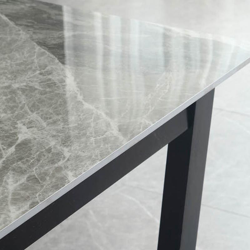 Modern Sled Dining Table Grey Stone Rectangle Home Kitchen Dinner Furniture