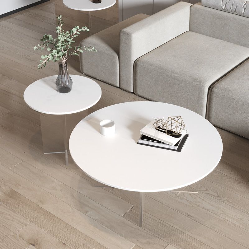 Slate and Acrylic Cocktail Table Modern White Round Coffee Table
