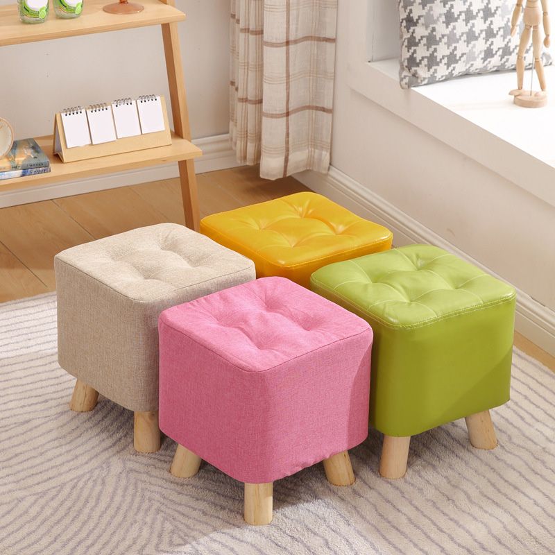 Water Resistant Pouf Tufted Whole Colored Square Faux Leather Pouf Stool