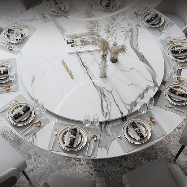 Round Pedestal Dining Table Traditional Luxury Furniture with Turntable