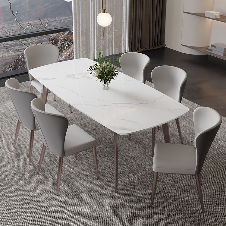 Modern Scratch Resistant Dining Table Sintered Stone Rectangle Table with 4 Legs Base