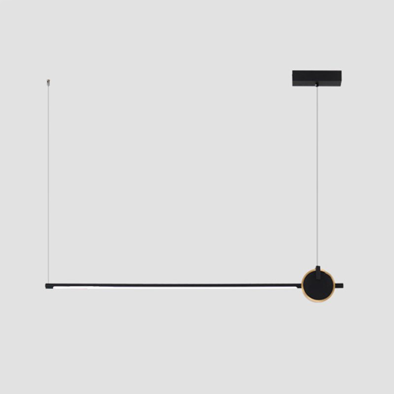 Black metal eiland licht modern 1-head lineair restaurant hangende lamp met acryl schaduw