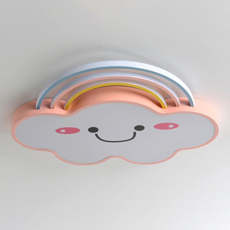 Pink Rainbow and Cloud Flushmount Light Contemporary LED Acrylic Flushmount Ceiling Lamp
