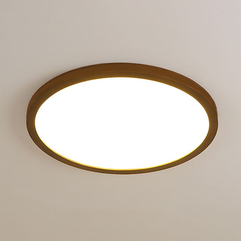 Geometry Shape LED Ceiling Lamp Modern Wood 1 Light Flush Mount for Bedroom