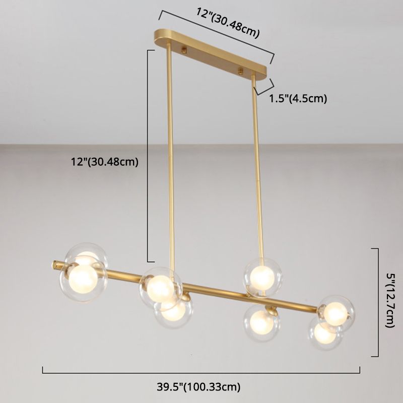 Orb Glass Shade Island Light Fixture Modern Style Metal Hanging Ceiling Lamp for Kitchen Dining Room