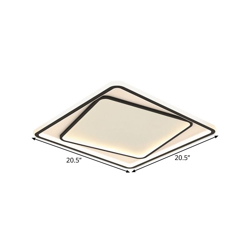 Plafonnier carré minimalisme en métal à LED pour chambre à coucher, éclairage encastré en noir, largeur de 16,5"/20,5" (la personnalisation sera de 7 jours)
