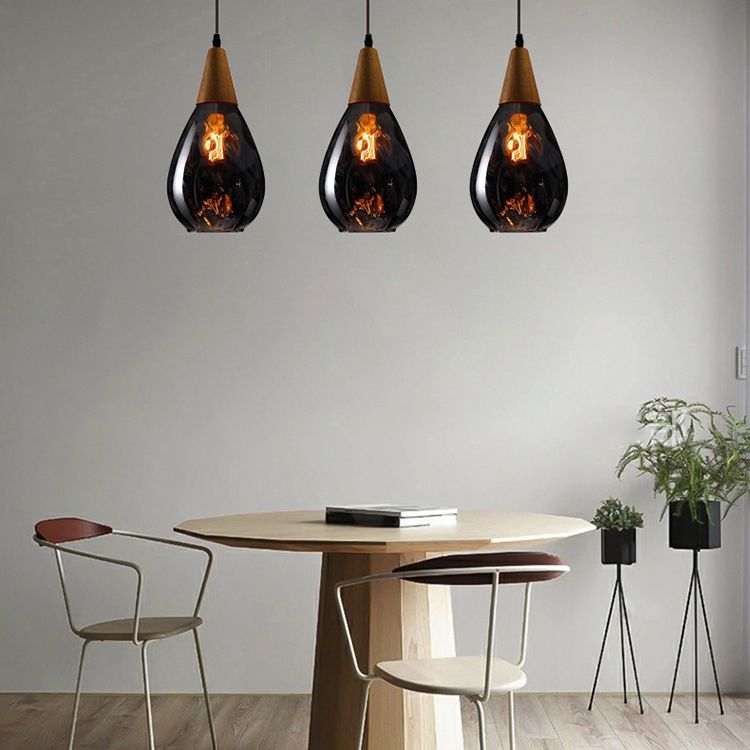 Ombra di lacrima in stile industriale appeso in vetro a china acqua leggera 1 lampada a sospensione leggera per ristorante