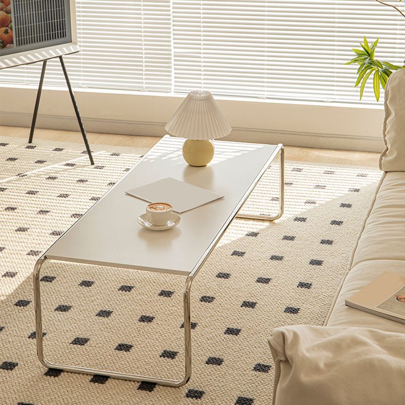Contemporary Coffee Table with Wooden Top and Steel Sled Base