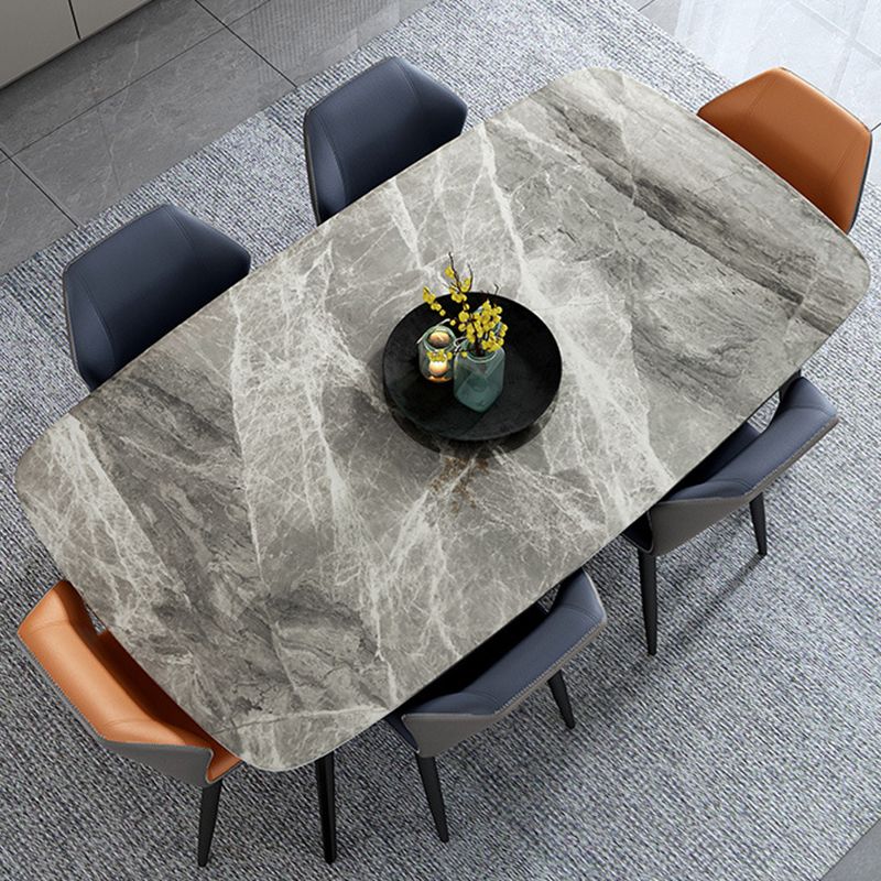 Mesa de comedor de piedra sinterizada de estilo moderno mesa gris rectangular con 4 patas para el hogar