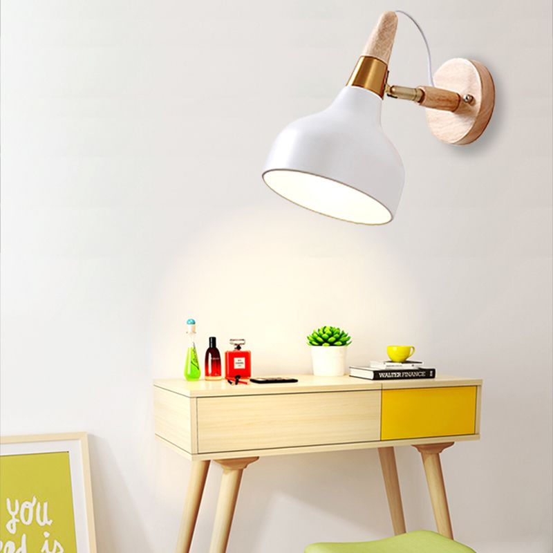 Metal Torch Shaped Wall Light Angle Adjustable 1 Light Nordic Style Sconce Light for Bedside