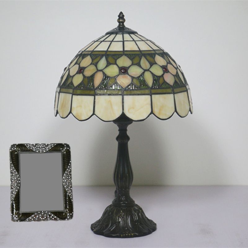 Mediterranean Dragonfly/Star/Tulip Nightstand Lamp Single Head Stained Glass Table Light in Bronze for Bedside