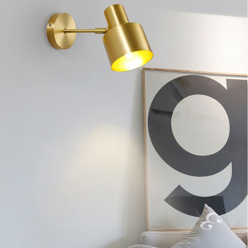 Moderne Stilzylinderwand montiertes Metallmetall 1 Lichtwandmontierte Beleuchtung in Gold