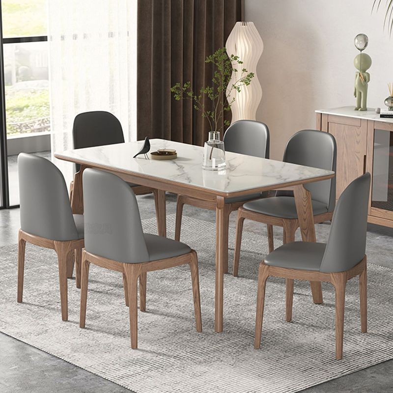 Rectangle Solid Wood Legs Table Contemporary Stone Dining Table for Dining Room