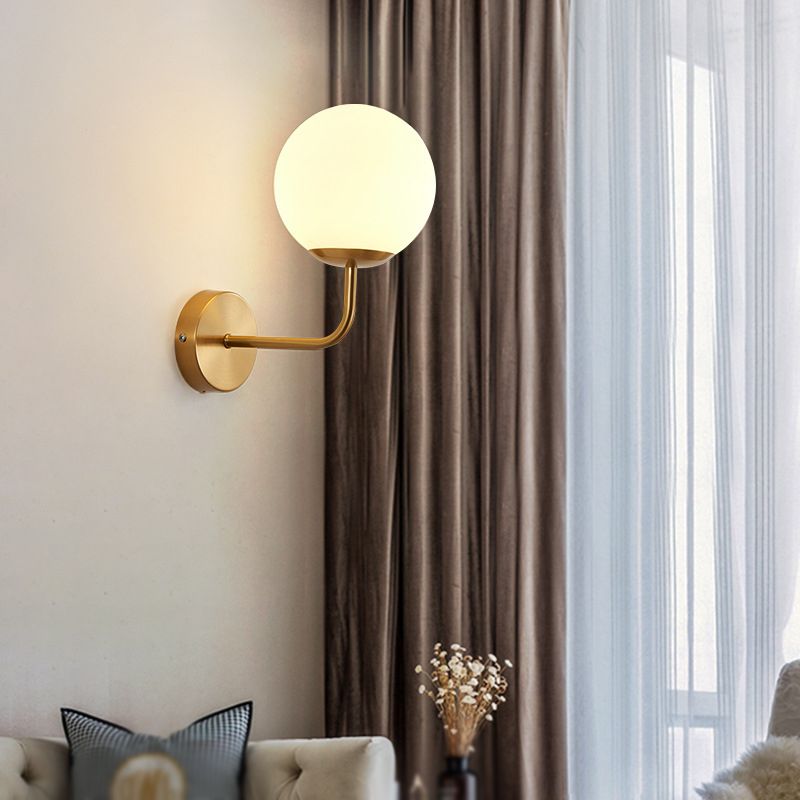 Metal Modern Wall Sconce Ball Shape Vanity Light with Glass Shade for Bathroom