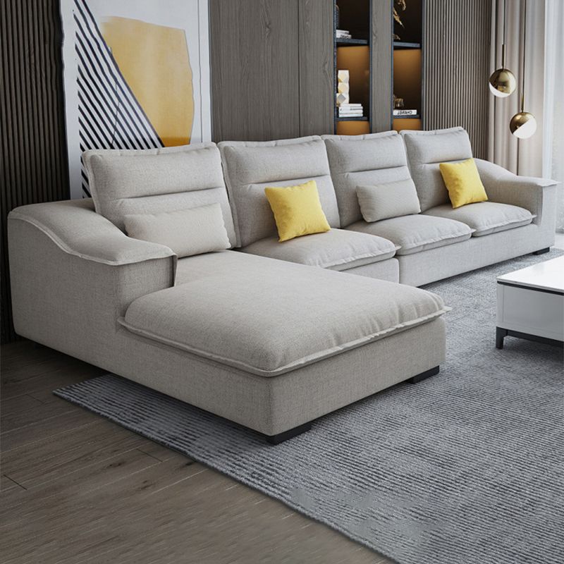 Modern Pillow Back Sectional Sofa Linen Sloped Arm Sectional