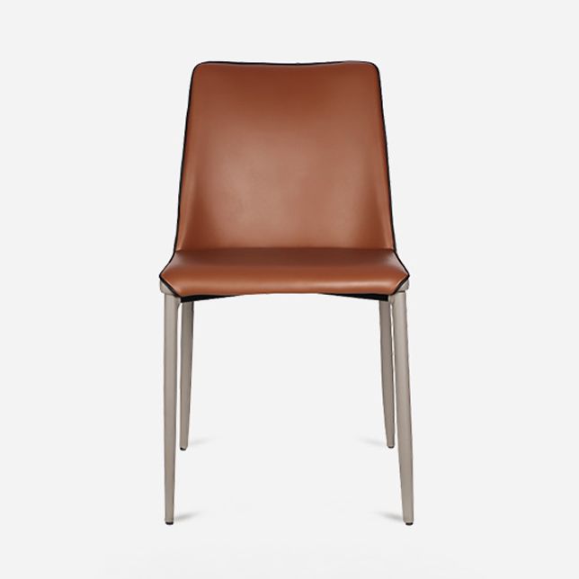 Sillas sin brazos con respaldo sólido contemporáneo, sillas de comedor de cuero para cocina