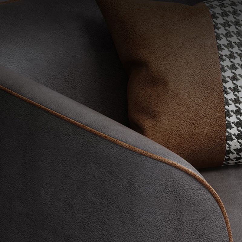 Faux Leather Sofa 25.59" D x 30.70" H Tuxedo Arm Sofa for Living Room