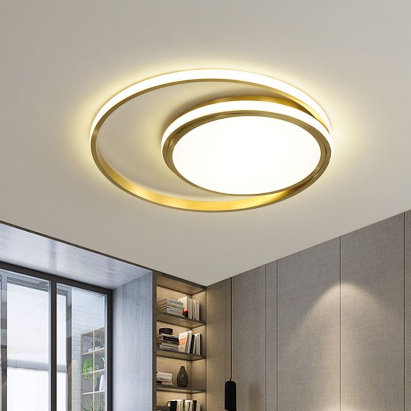 Gold Finish Round Flushmount Light Modernist LED Acrylic Flush Mount Lamp Fixture