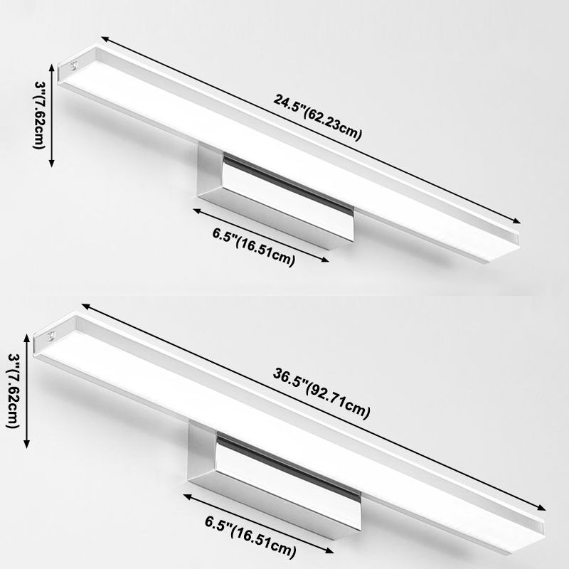 1-Head Linear Shade Wall Sconce Modern Simple Style Mirror Wall Lighting in White