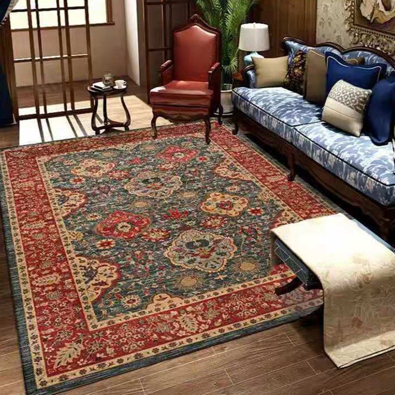 Orange Vintage Rug Polyester Graphic Rug Stain Resistant Rug for Drawing Room