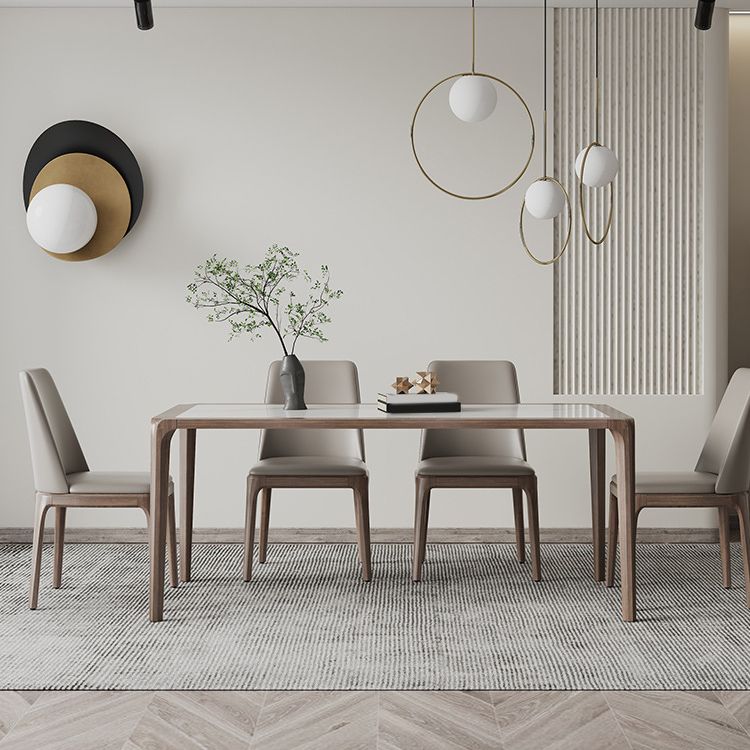 Modern Sintered Stone Top Dining Set Rectangle 1/4/5/7 Pieces Wooden Table Set