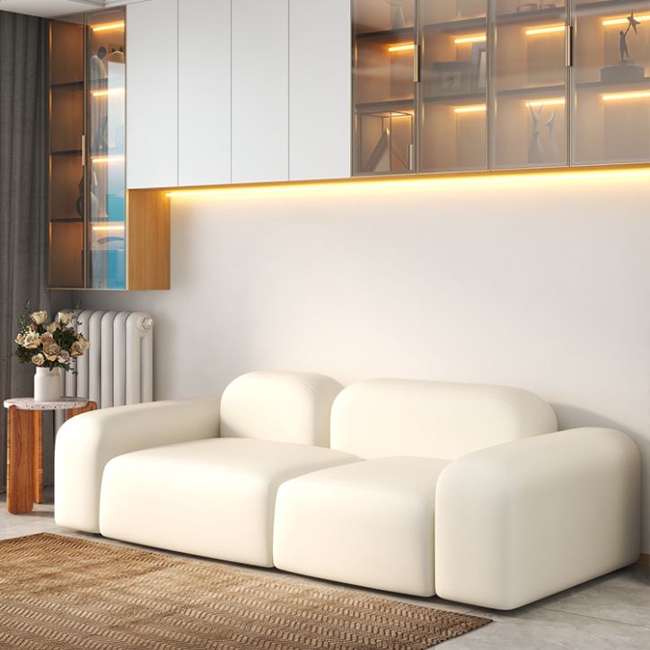 Scandinavian Sofa Fabric White Cushions Standard Square Arm Living Room Seating