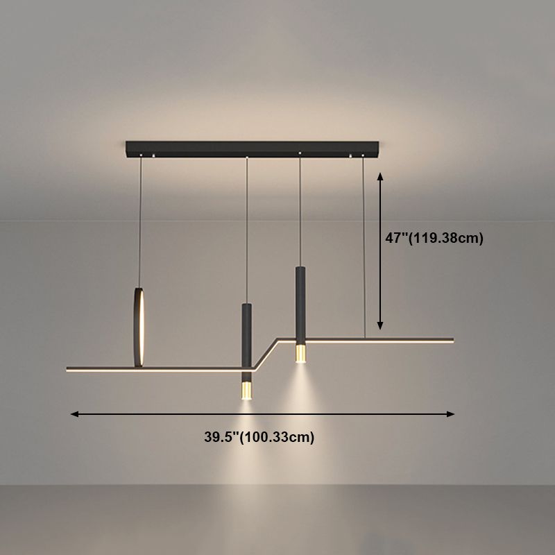 Nordic Metal Island Light Geometric 39.5" Wide Multi Light Island Pendant for Dining Room
