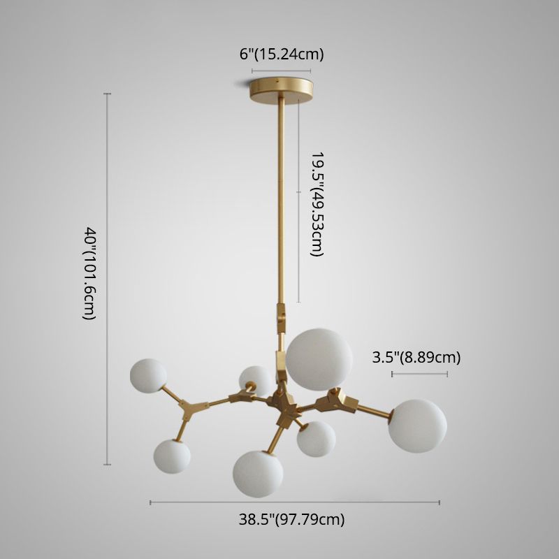 Gold Modern Branch Branch Molecular lampadario molecolare Bianco di vetro Blaccia Aibero appeso per la sala da pranzo in cucina