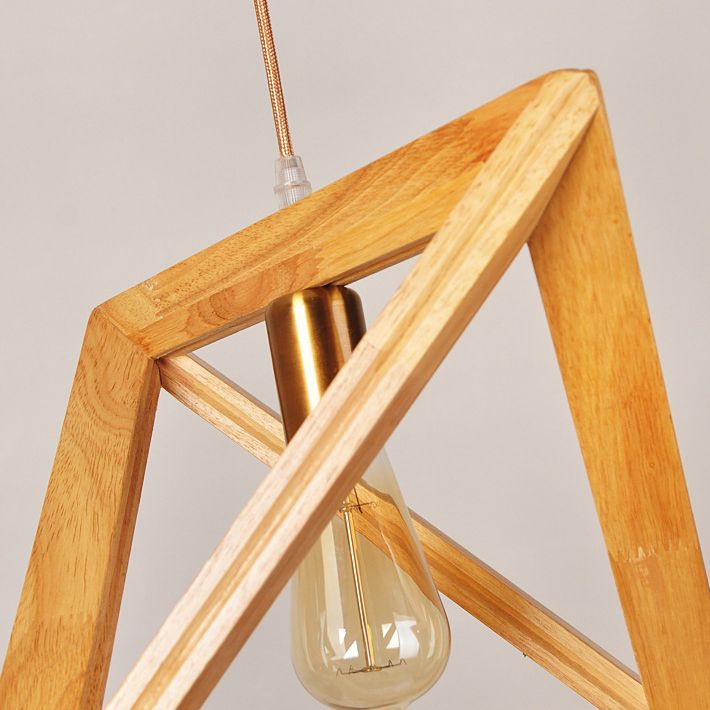 One Head Modern Wood Frame Pendant Light Bedroom Living Room Dining Room Pendant