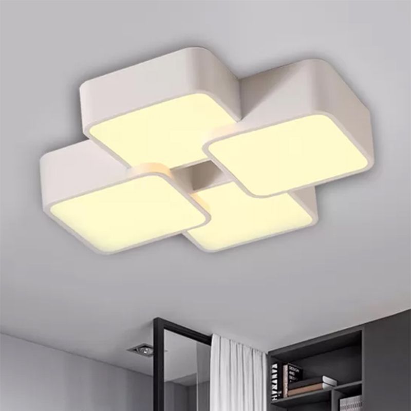 Diseño Cuadrado Vaciado de luz de techo Acrílico Modernista 4/6 Luces Acabado blanco Vaciado de luz fija en luz cálida/blanca