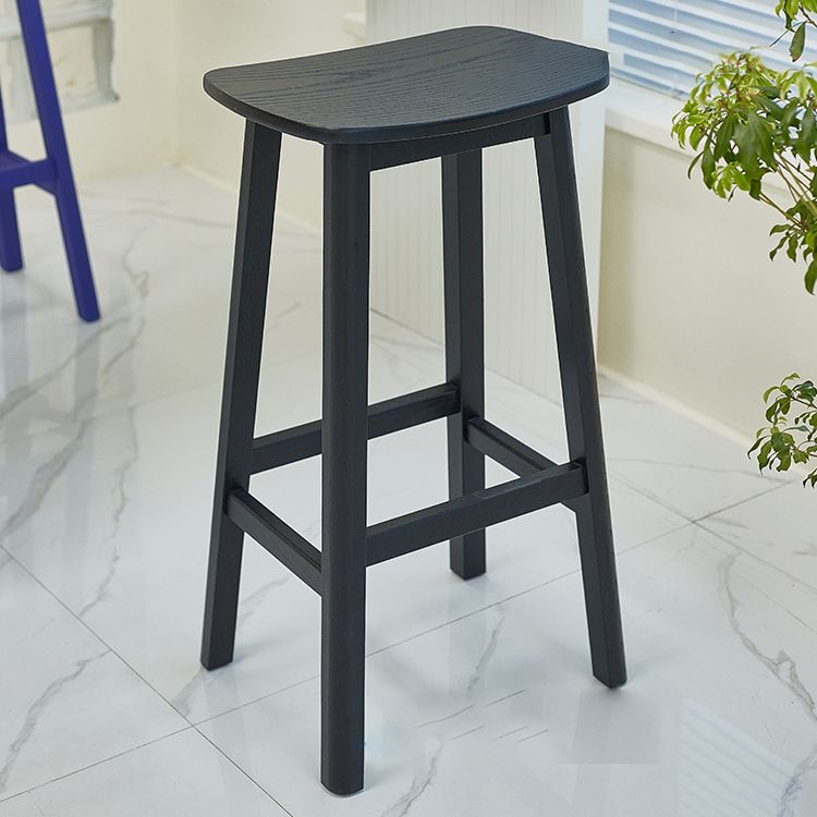 Industrial Style Bar-height Ash Solid Wood Backless Bar Stool