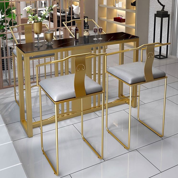 Traditional Luxury Bar Table Set 1/3/5 Pieces Counter Set with Gold Base