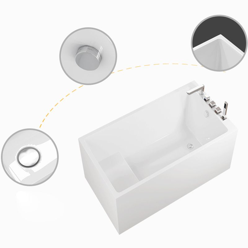 Contemporary Style White Acrylic Tub Rectangular Soaking Tub for Home