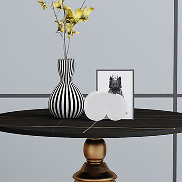 22.4" Tall Iron Pedestal End Table Modern Round Slate Top Side Table