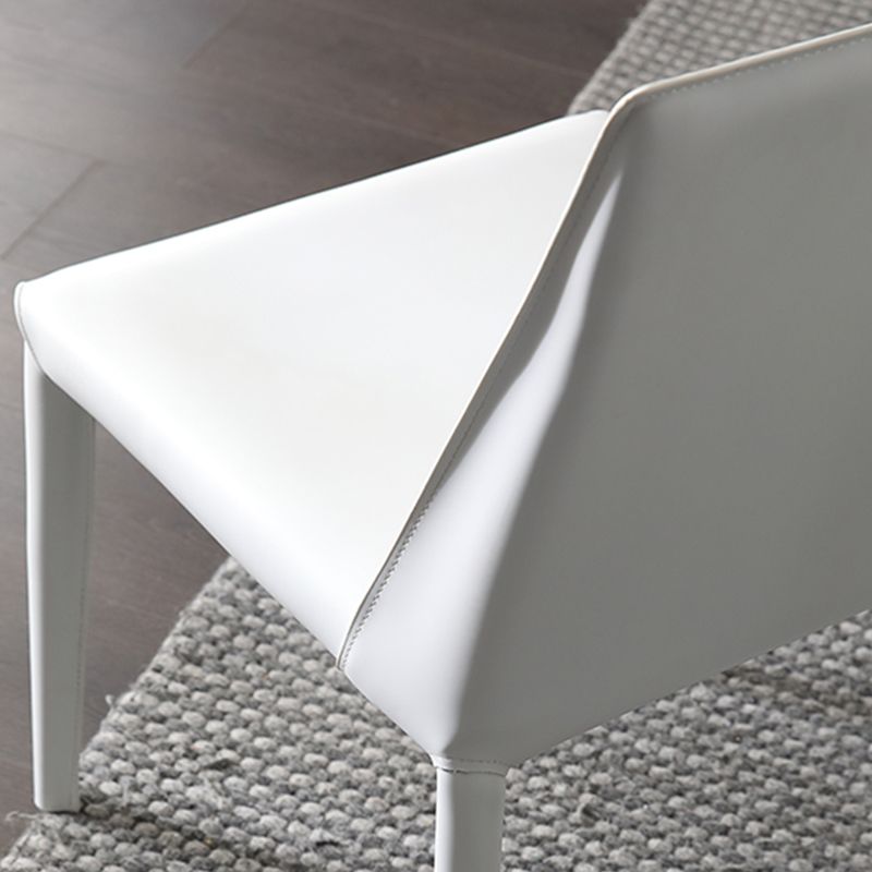 Designer Style Armless Chair Leather Parsons Back Side Chair for Dining Room