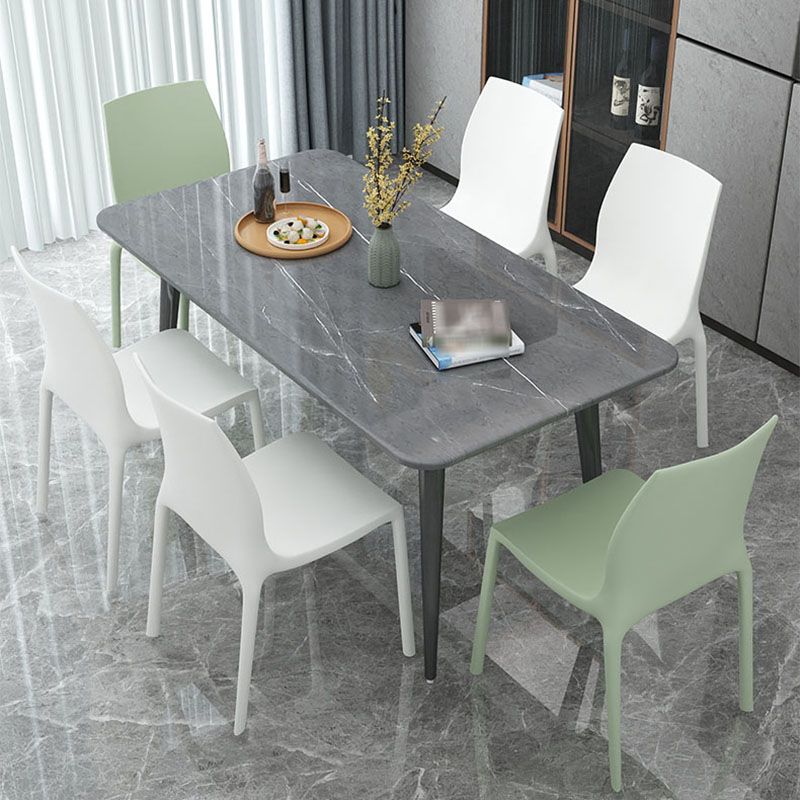 Contemporary Style Stackable Chairs Dining Armless Chair with Plastic Legs for Kitchen