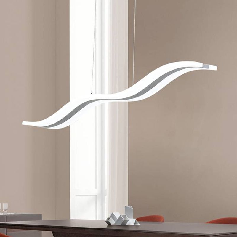 White Metal Hanging Pendant Lights Modern S Shape Hanging Lamps for Office