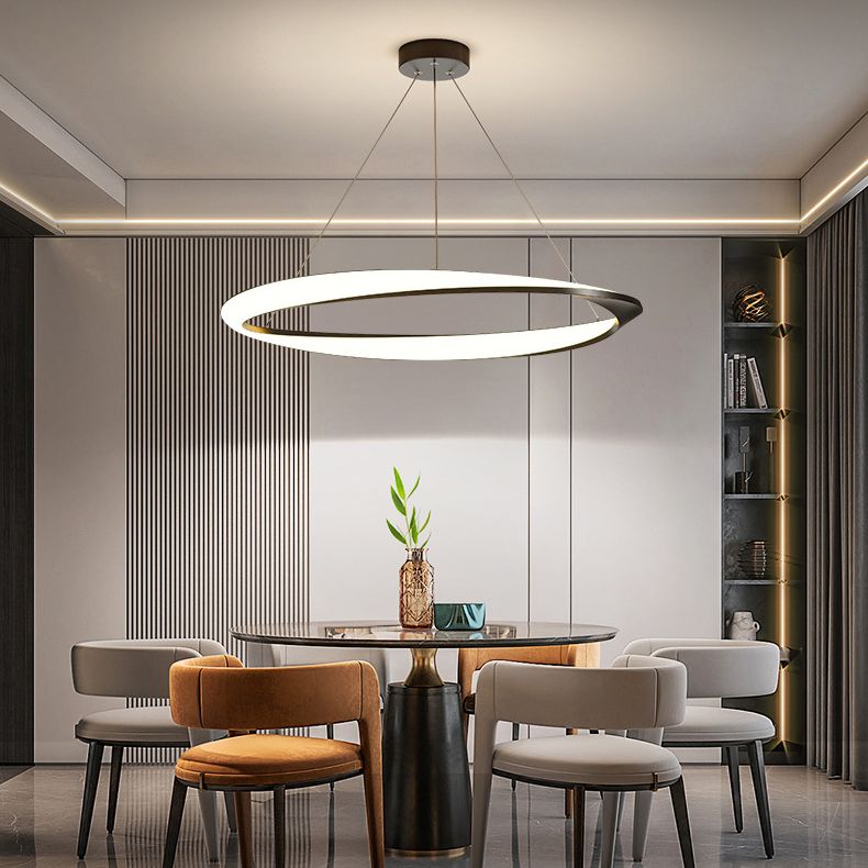 Black Aluminum Hanging Pendant Lights Contemporary Hanging Lamps for Dining Room