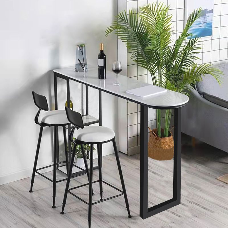 Contemporary Free Form Bar Table with Metal Base for Living Room