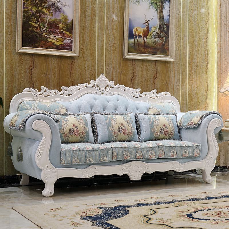 Traditional Camel Back CouchFlared Arm Settee for Three People