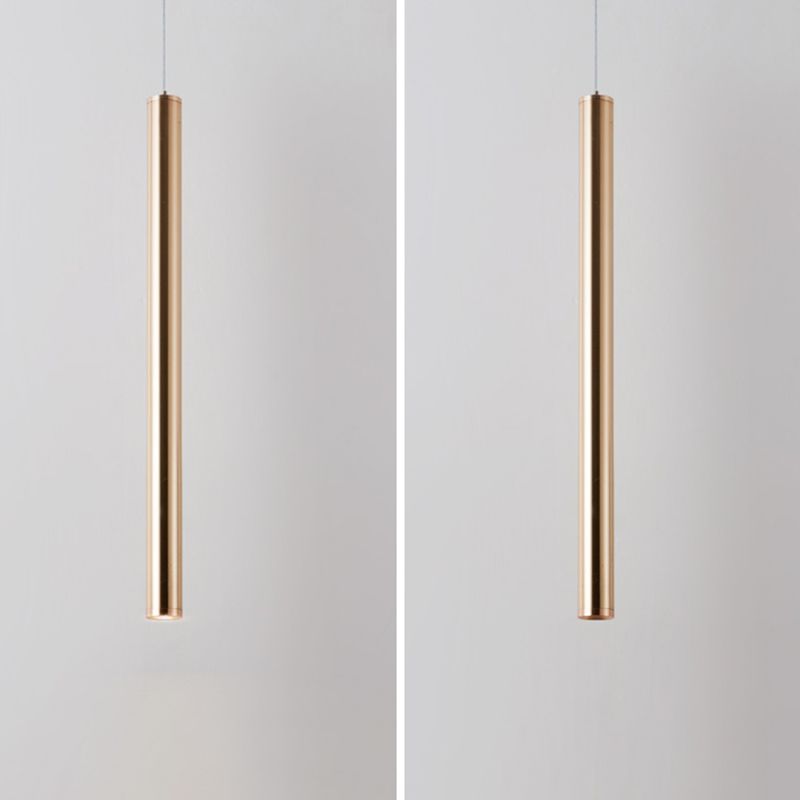 Zylindrische Deckenschein einfacher metallpoliertes Gold LED -Anhänger Beleuchtung für Bar