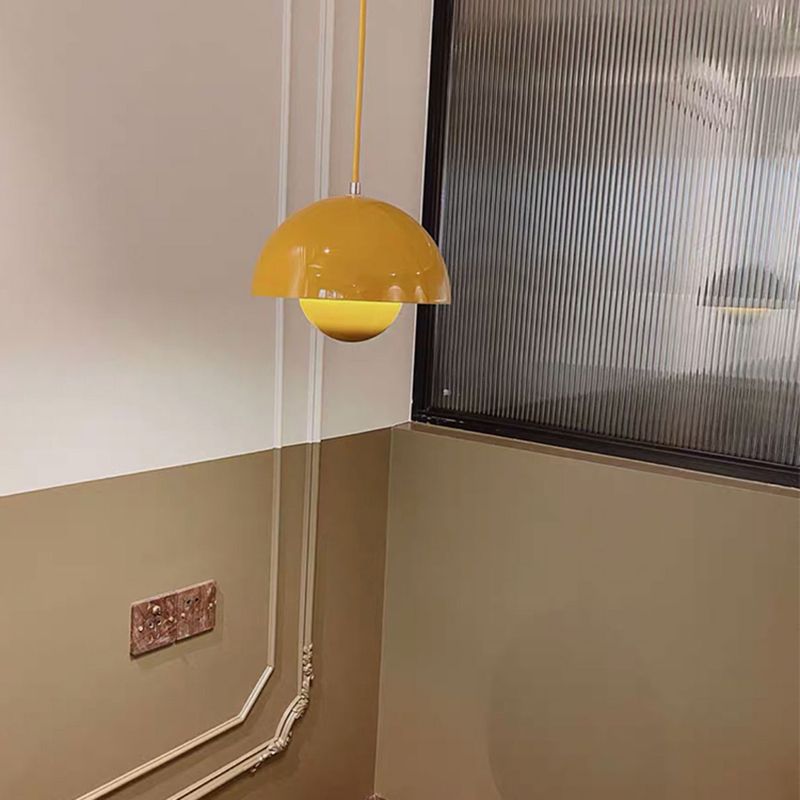 Round Shape Metal Hanging Light Nordic Macarons 1-Light Hanging Mounted Light