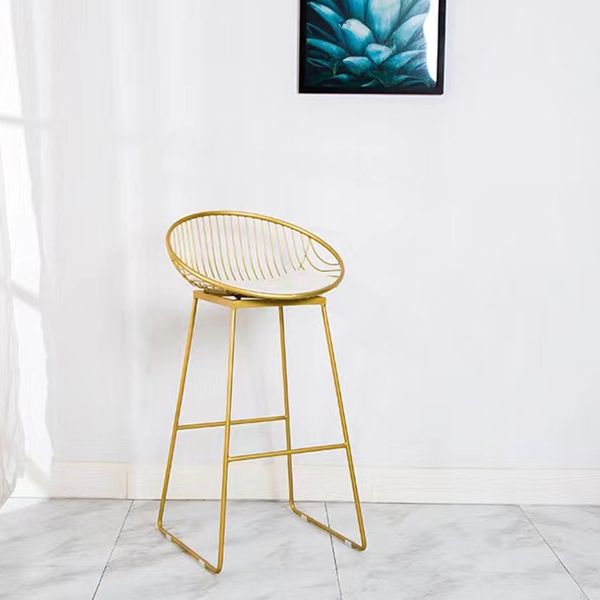 Glam Armless Backrest Counter Stool Iron Bar Stool with Footrest